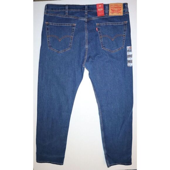 Levi's 505 Men's Sz 38x32 Blue Regular Fit Straight Leg Denim Jeans $70 - Picture 2 of 7